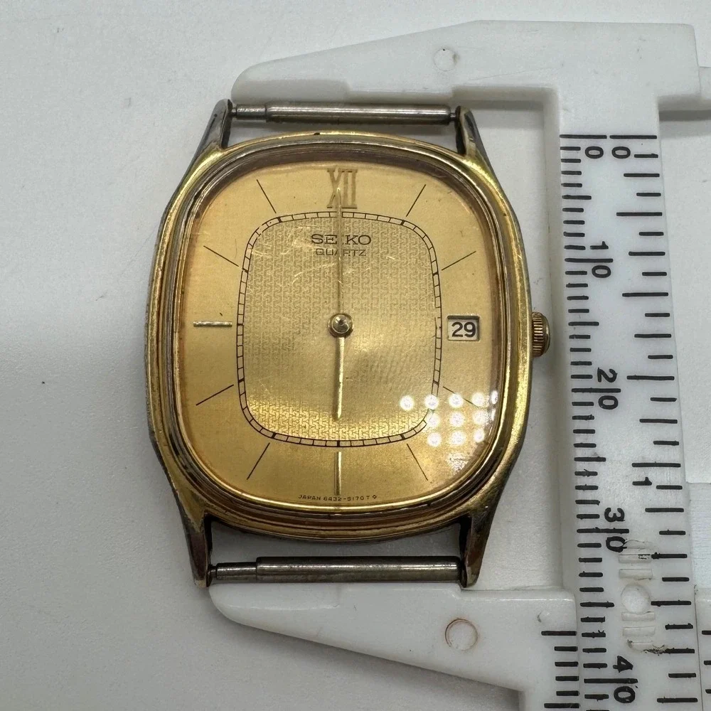 Vintage Seiko Quartz 6432-5100 Gold Tone Watch Head Parts Only